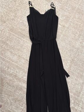 Classic Black Sleeveless Jumpsuit with Belt